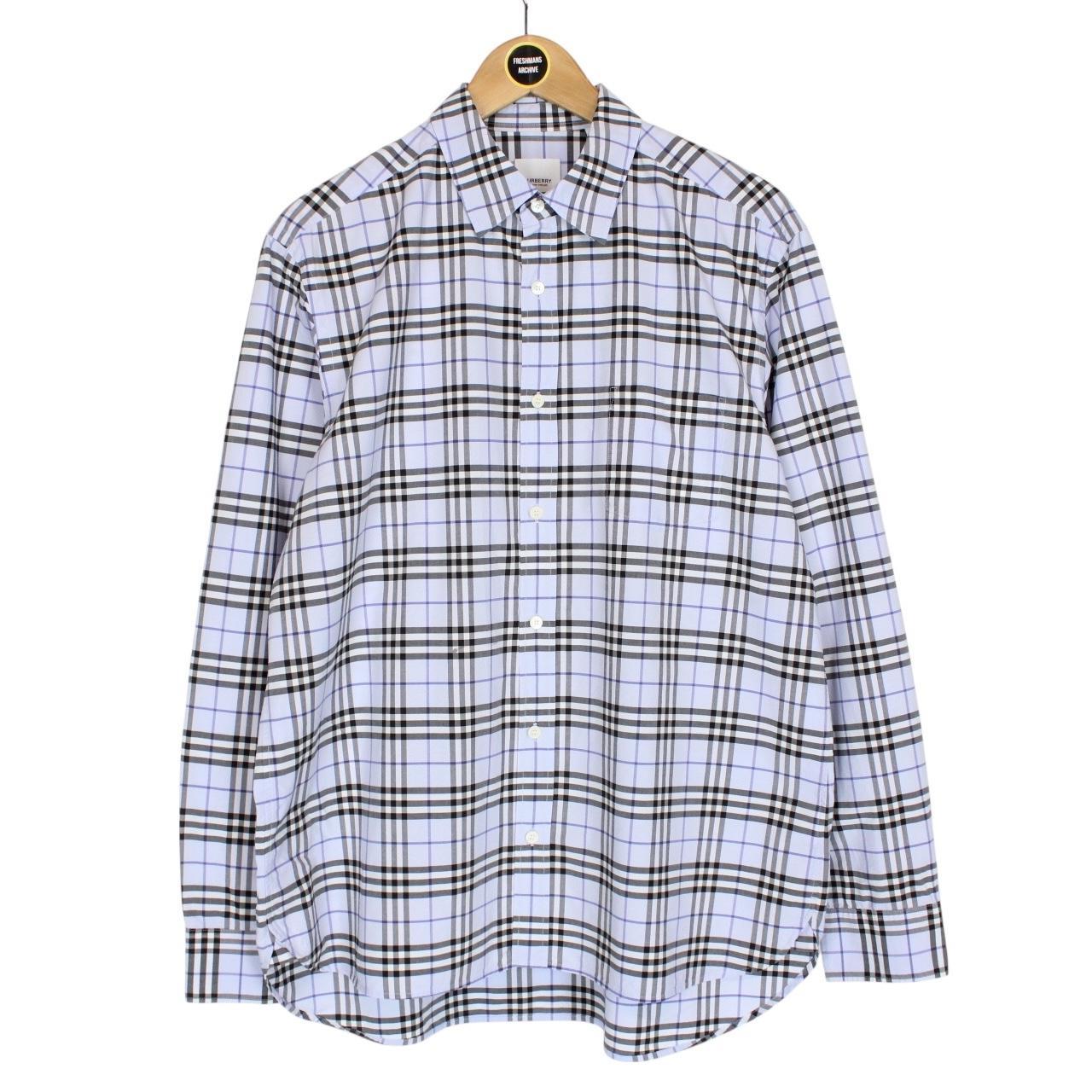 Burberry Light Blue Nova Check Long Sleeve Cotton Shirt