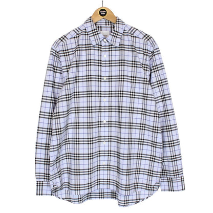 Burberry Light Blue Nova Check Long Sleeve Cotton Shirt