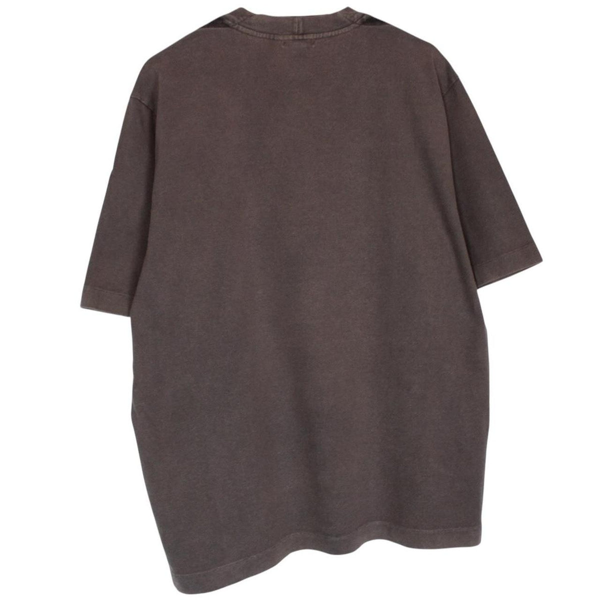 Stone Island brown short sleeve cotton t-shirt with logo patch on sleeve.