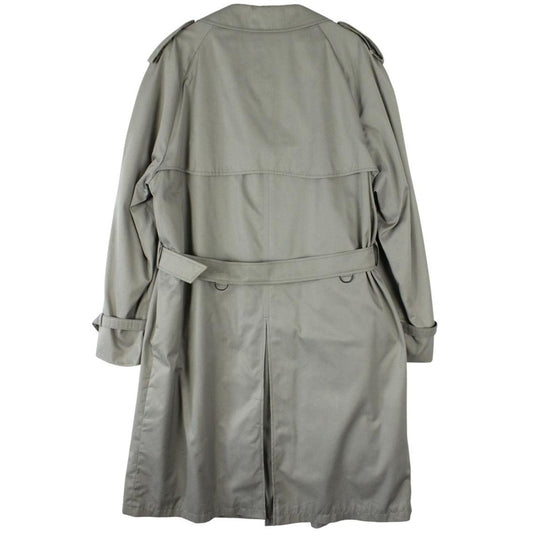 Christian Dior grey double-breasted trench coat with removable wool lining and belted waist.