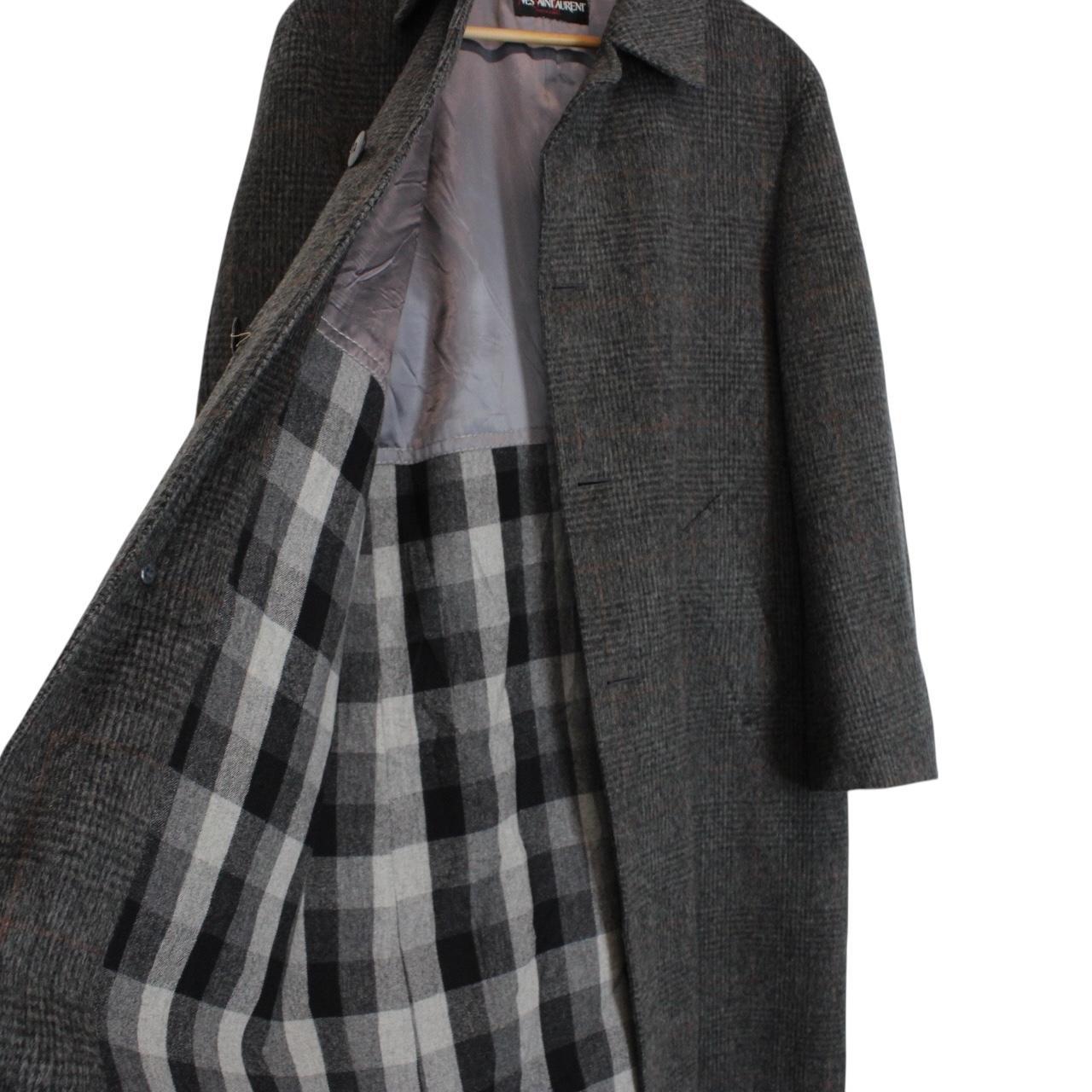 Vintage 90s Yves Saint Laurent Grey Virgin Wool Overcoat