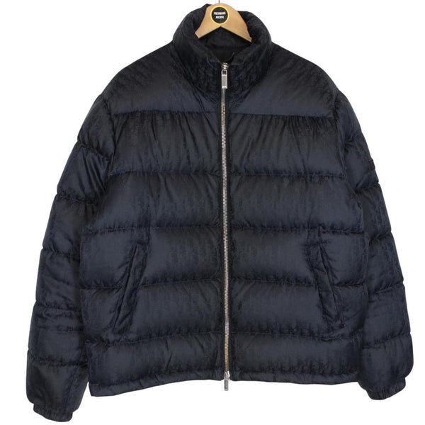 Dior Navy Blue Oblique Technical Full Zip Down Jacket