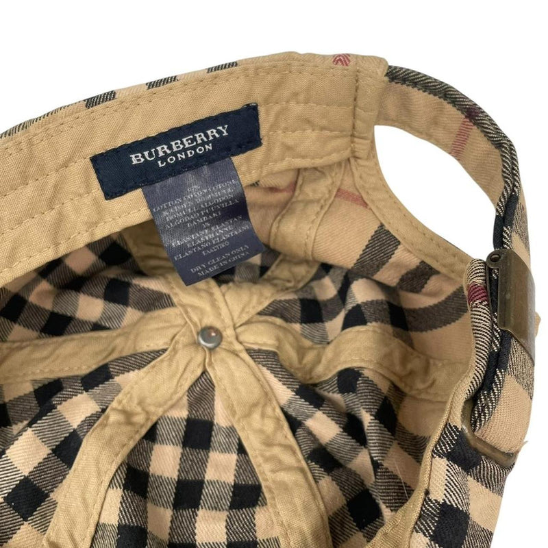 Vintage Burberry Tan Brown Nova Check Baseball Cap