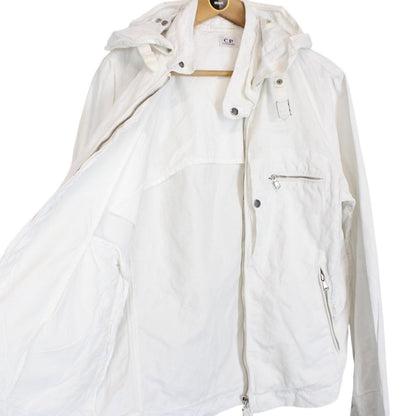 Vintage CP Company SS 2006 White Full Zip Multi Pocket Cotton Lino Flax Goggle