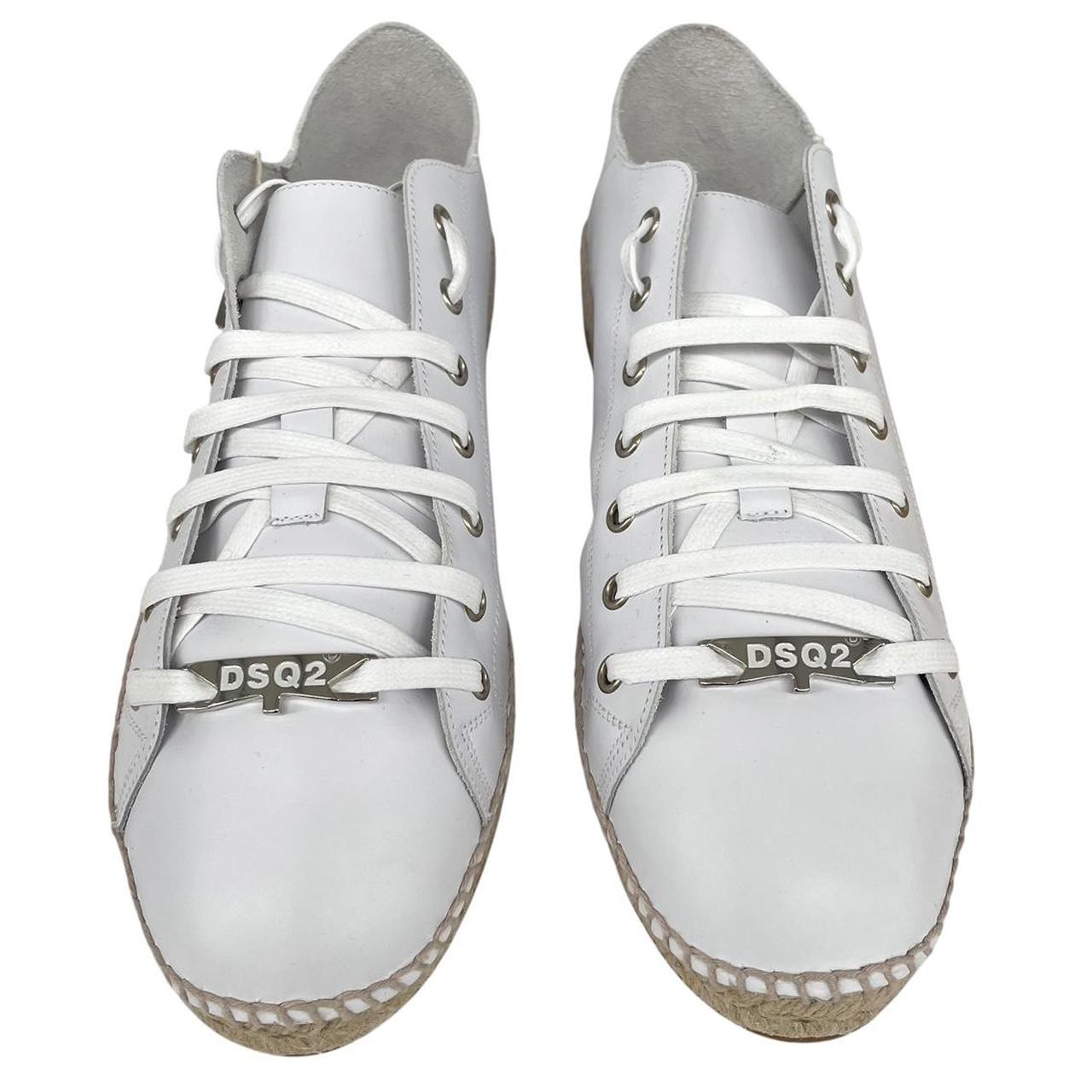 Dsquared2 White and Brown Leather Flat Espadrille Trainers