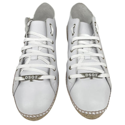 Dsquared2 White and Brown Leather Flat Espadrille Trainers