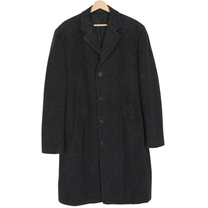 Vintage 90s Yves Saint Laurent Dark Grey Wool Overcoat