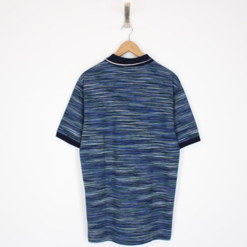 Missoni Blue Striped Short Sleeve Cotton Polo Shirt