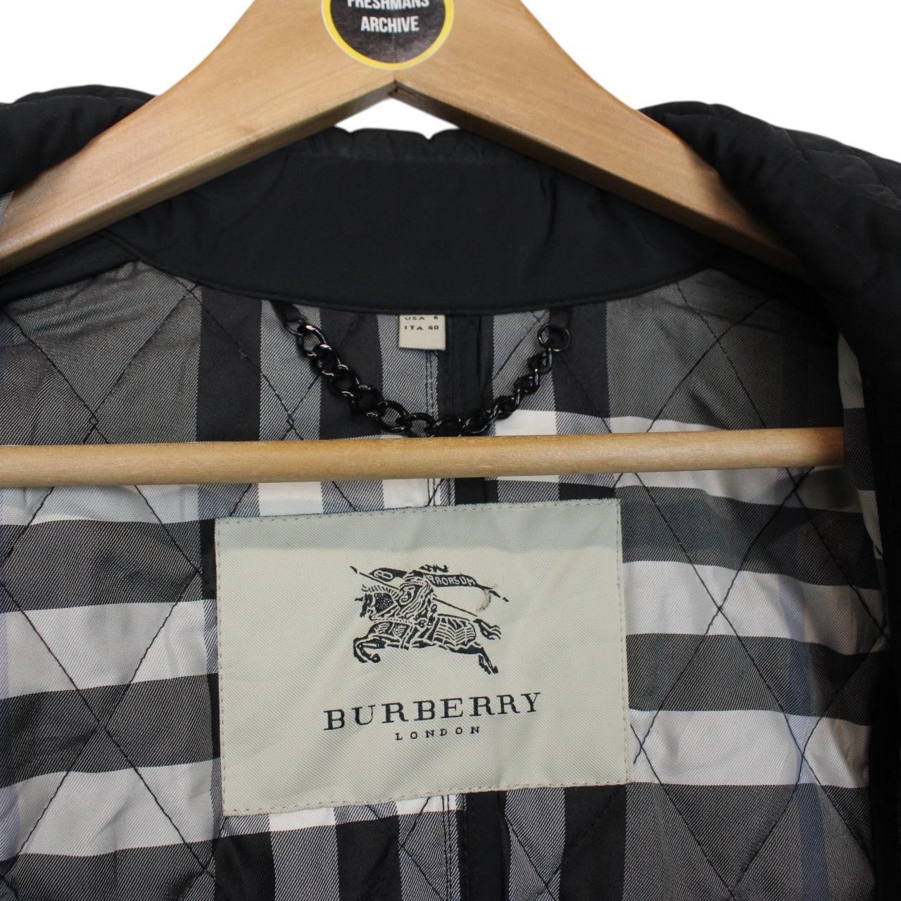 Burberry London Black Nova Check Quilted Belted Trench Coat