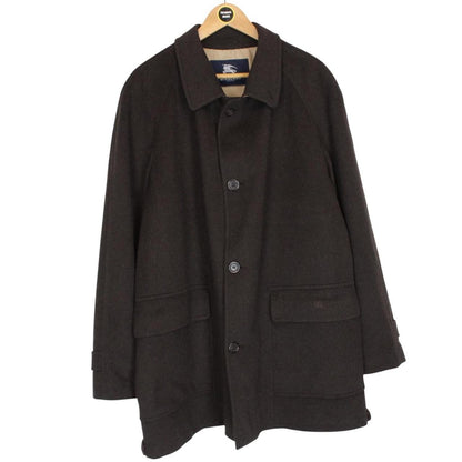 Vintage Burberry London Brown Nova Check Lined Merino Wool Blend Coat