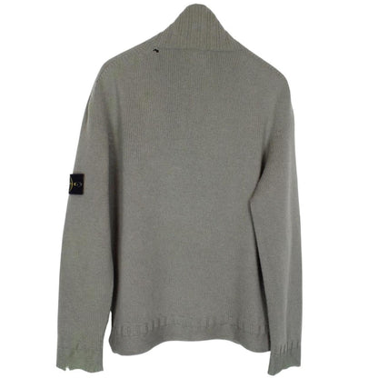 Vintage Stone Island AW 2002 Beige Virgin Wool Knit 1/4 Zip Jumper