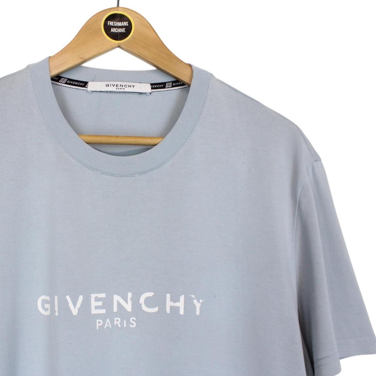 Givenchy Paris Light Blue Short Sleeve Faded Logo T-Shirt