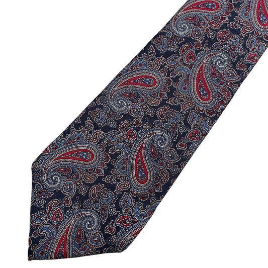 Christian Dior multicoloured paisley silk tie with intricate pattern and smooth texture.
