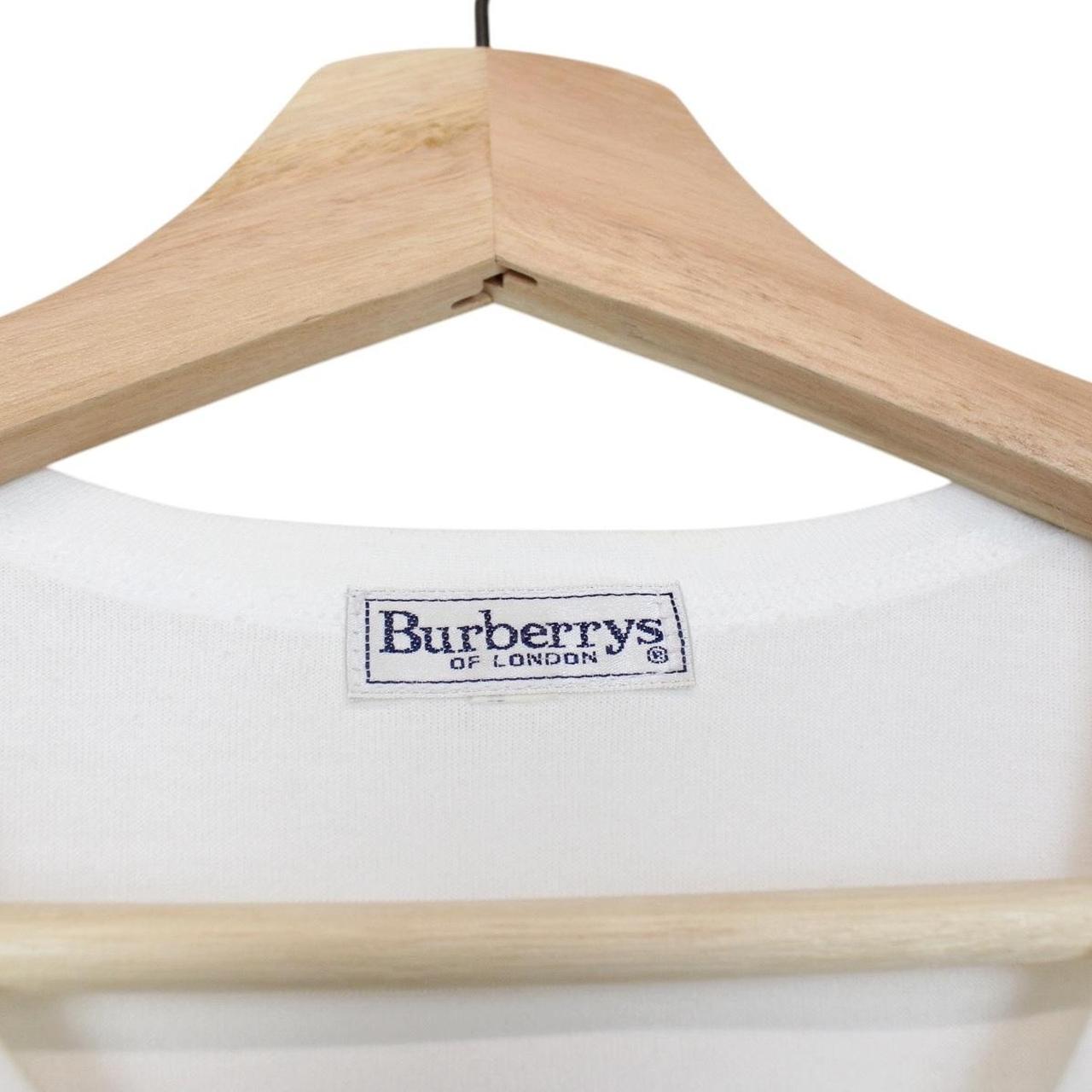 Vintage 80s Burberry White Short Sleeve Cotton T-Shirt