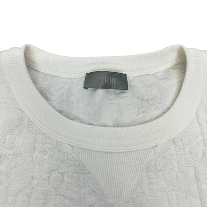 Dior White Oblique Monogram Towel Cotton Relaxed Fit Short Sleeve T-Shirt