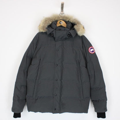 Canada Goose Graphite Grey Wyndham Parka Down Jacket with Fur Trim
