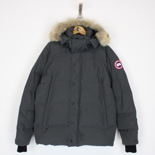 Canada Goose Graphite Grey Wyndham Parka Down Jacket with Fur Trim