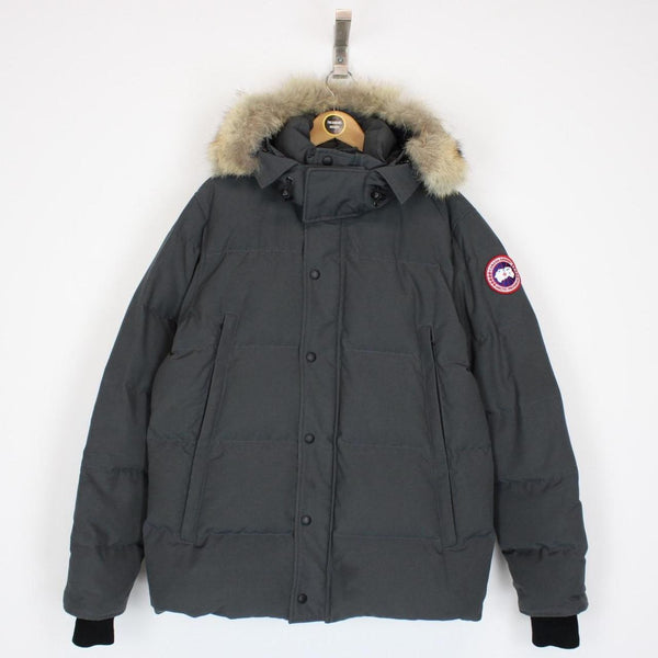 Canada Goose Graphite Grey Wyndham Parka Down Jacket with Fur Trim