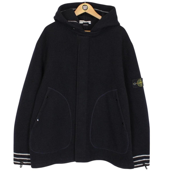 Vintage Stone Island AW 2003 Navy Blue Heavyweight Wool Blend Hooded Coat