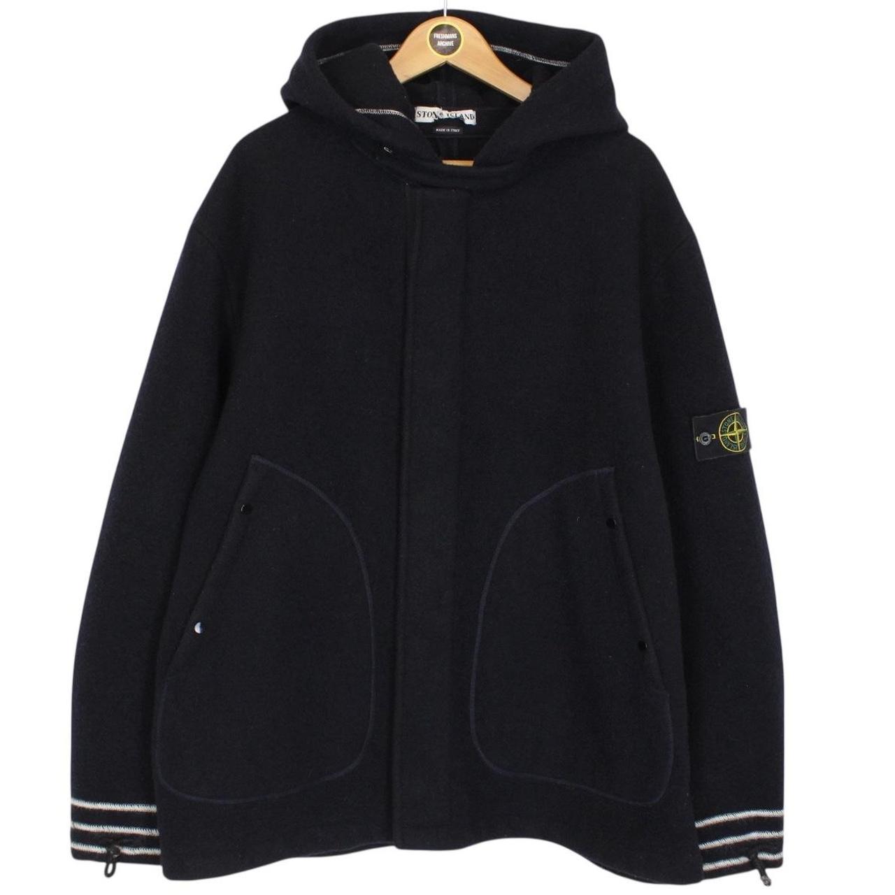 Vintage Stone Island AW 2003 Navy Blue Heavyweight Wool Blend Hooded Coat