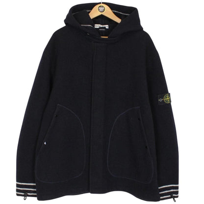 Vintage Stone Island AW 2003 Navy Blue Heavyweight Wool Blend Hooded Coat