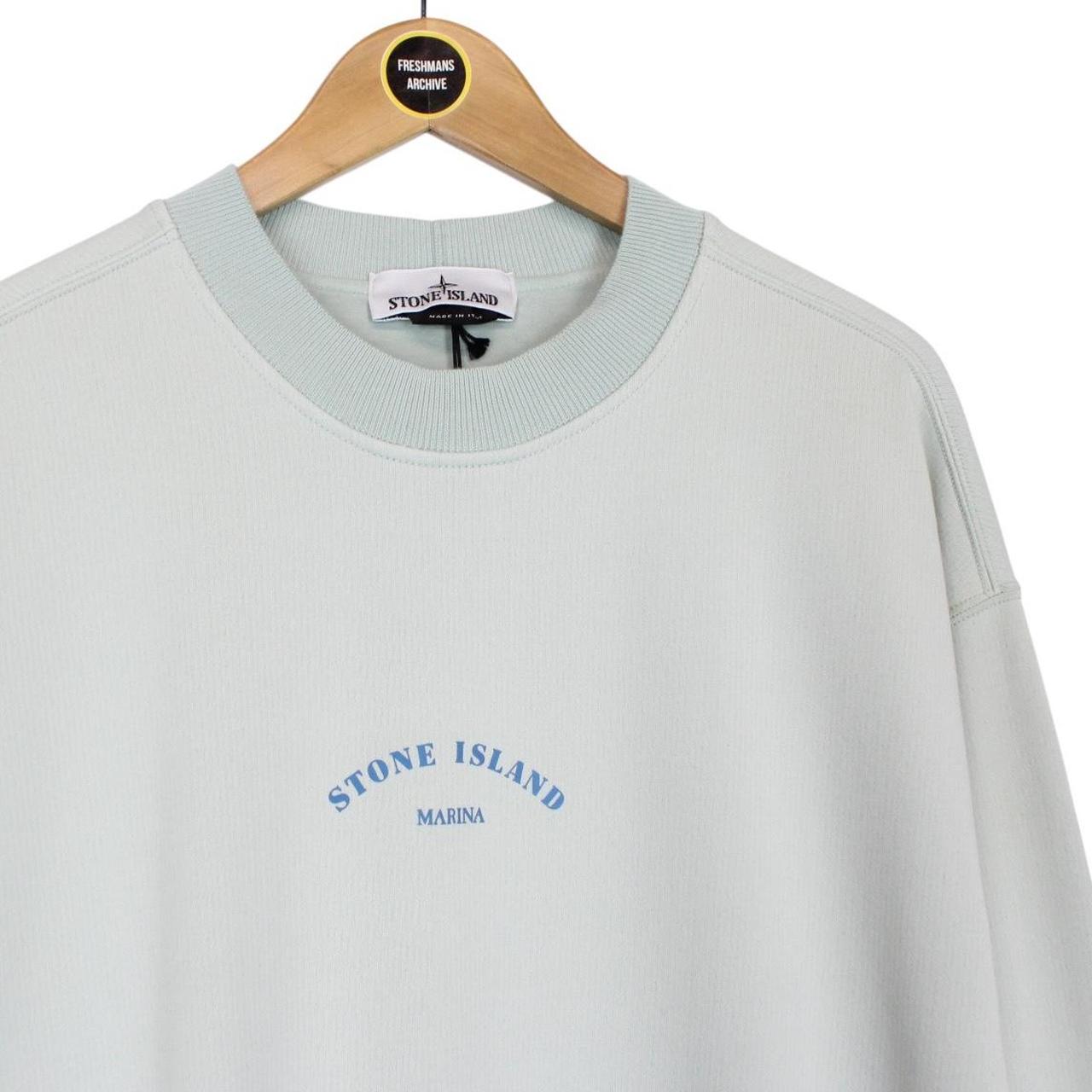 Stone Island Marina SS 2023 Light Blue Plated Dyed Cotton Sweatshirt Jumper