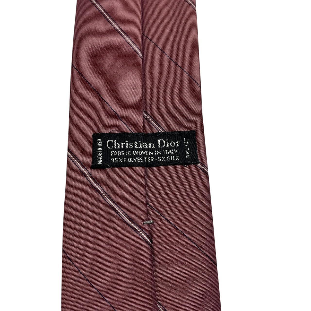 Vintage Christian Dior Burgundy Logo Polyester/Silk Tie