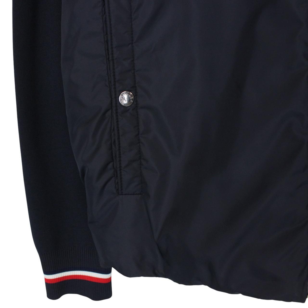 Moncler Navy Blue Full Zip Cotton/Nylon Down Tricot Cardigan Jacket