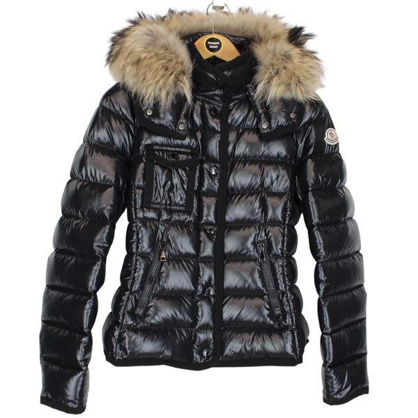 Moncler Armoise Black Full Zip Fur Hooded Down Jacket