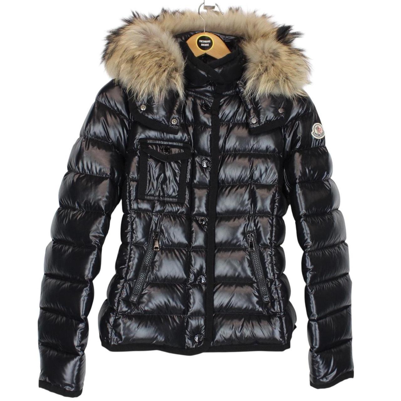 Moncler Armoise Black Full Zip Fur Hooded Down Jacket