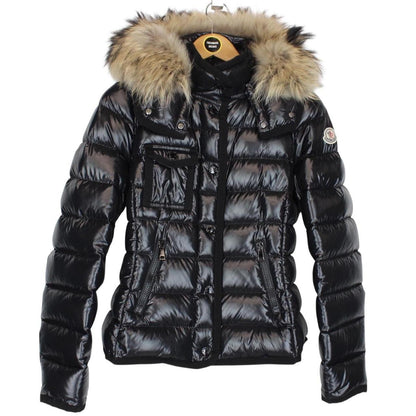 Moncler Armoise Black Full Zip Fur Hooded Down Jacket