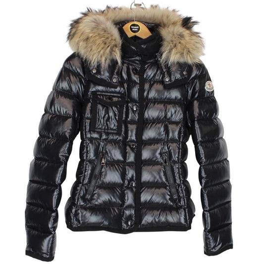 Moncler Armoise Black Full Zip Fur Hooded Down Jacket
