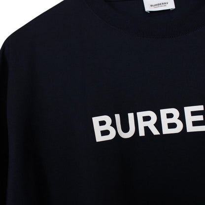 Burberry Navy Blue and White Logo Print Short Sleeve T-Shirt