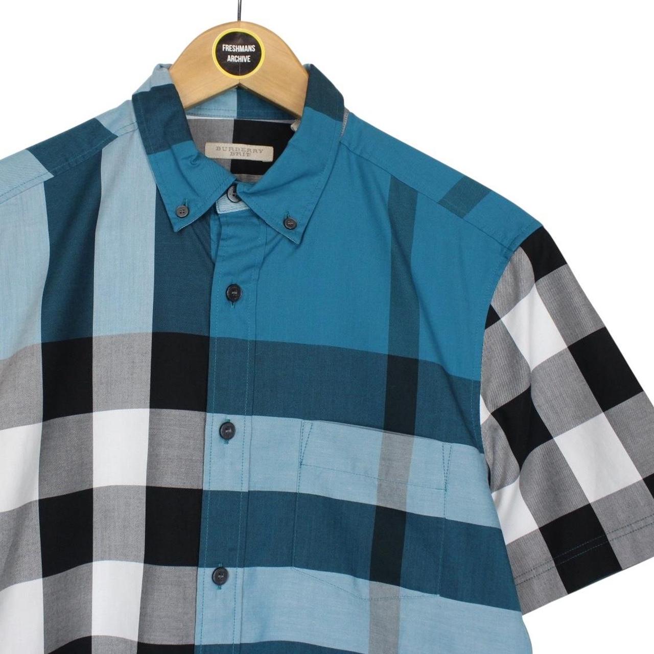 Burberry Brit Petrol Blue Nova Check Short Sleeve Cotton Shirt