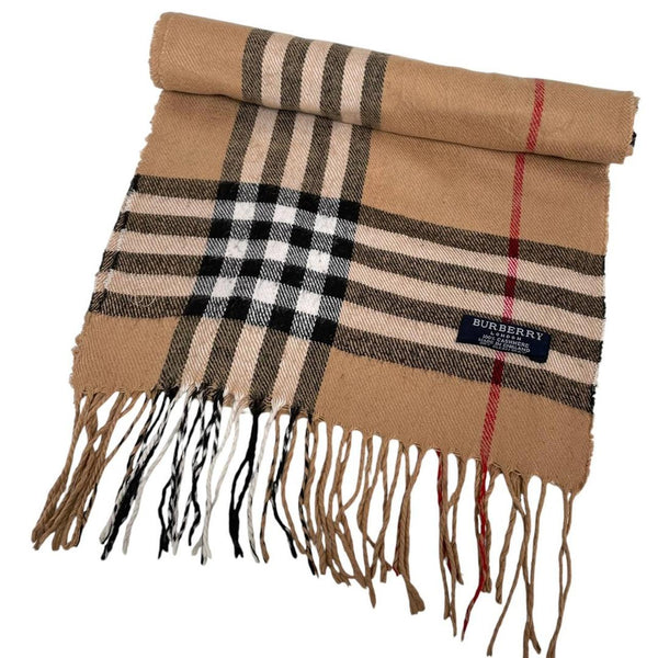 Vintage 90s Burberry Tan brown Nova Check Cashmere Scarf