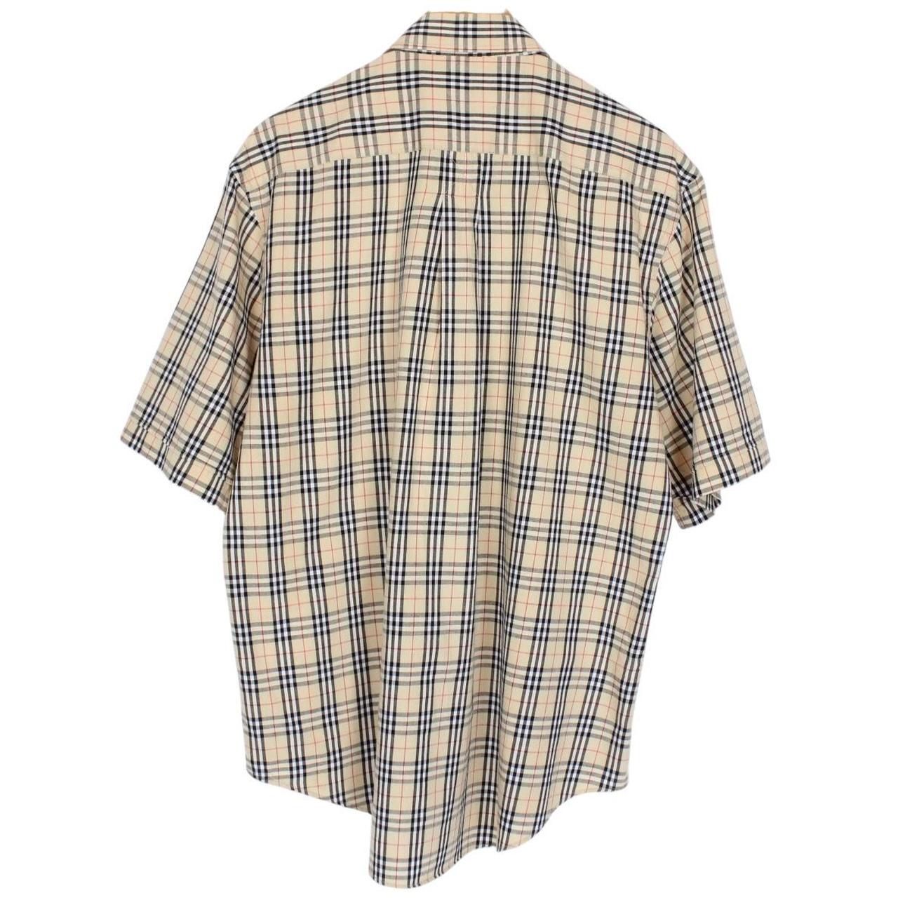 Vintage 90s Burberry Beige Nova Check Short Sleeve Cotton Shirt