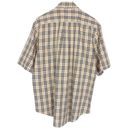 Vintage 90s Burberry Beige Nova Check Short Sleeve Cotton Shirt