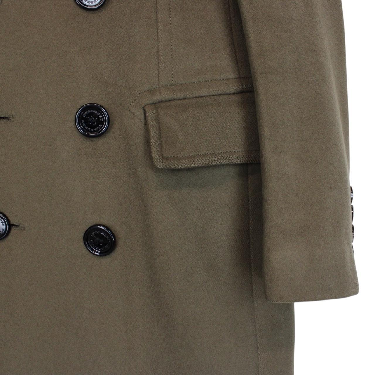 Burberry London Green Cashmere Virgin Wool Double Breasted Coat