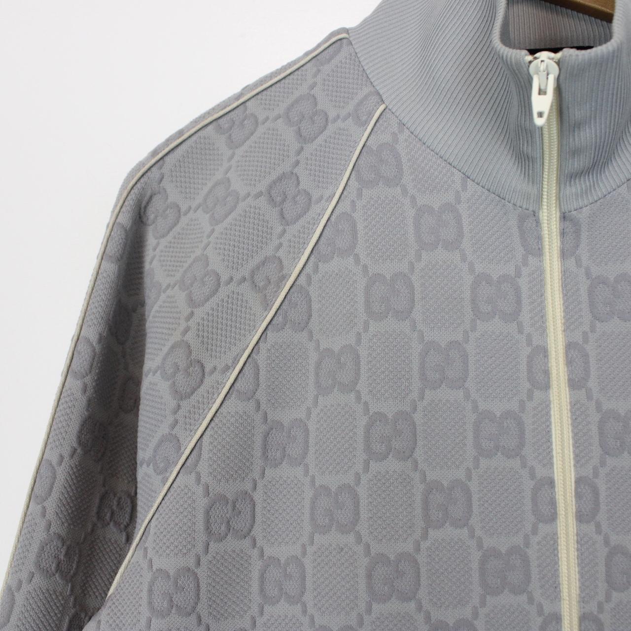 Gucci Grey GG Jacquard Monogram Nylon Track Jacket
