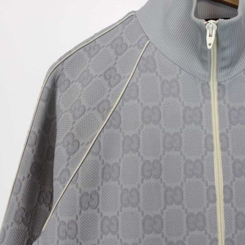 Gucci Grey GG Jacquard Monogram Nylon Track Jacket