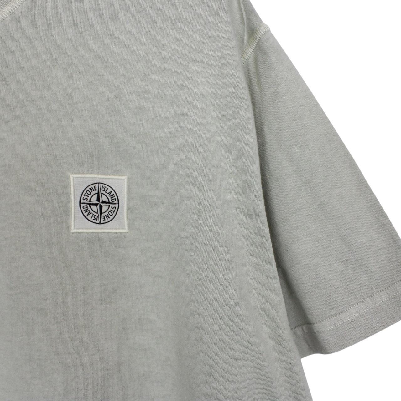 Stone Island Green Short Sleeve Fissato Effect Cotton Compass Logo T-Shirt