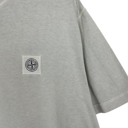 Stone Island Green Short Sleeve Fissato Effect Cotton Compass Logo T-Shirt