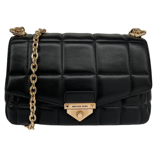 Michael Kors black duffel bag with quilted pattern and logo detail, pre-loved condition.