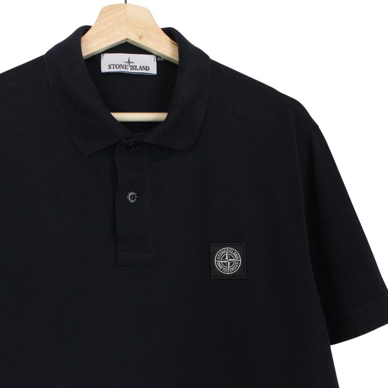Stone Island SS 2024 Navy Blue Short Sleeve Compass Cotton Polo Shirt