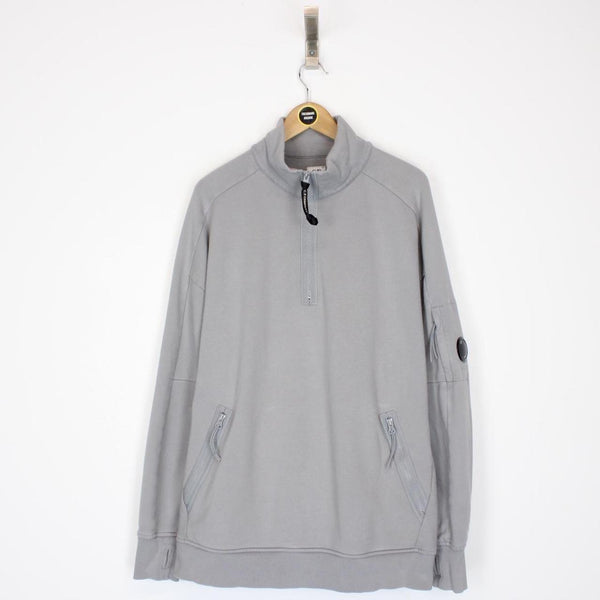 CP Company Grey 1/4 Zip Lens Sweatshirt Jumper