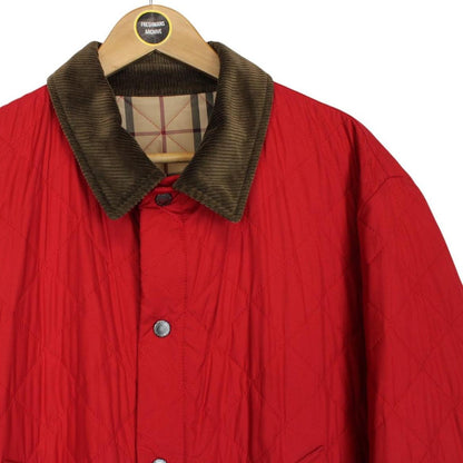 Vintage Burberry London Red Nova Check Lined Quilted Coat
