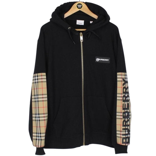 Burberry Black and Tan Nova Check Full Zip Aubree Hoodie Jumper