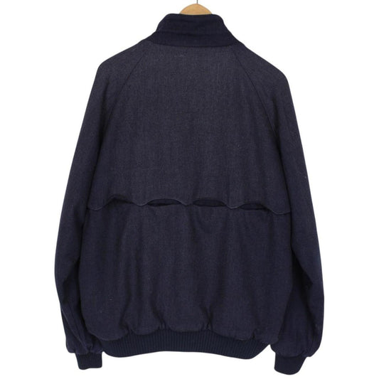 Vintage 90s Burberry Navy Blue Nova Check Lined Wool Harrington Jacket