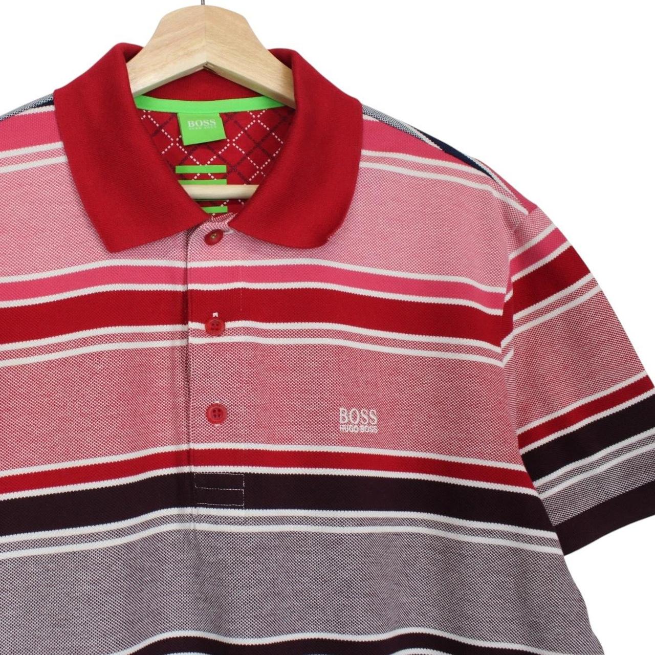 Hugo Boss multicoloured striped short sleeve polo shirt in cotton with logo detail.