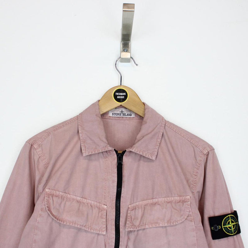 Stone Island AW 2022 Rose Pink Full Zip Cotton Overshirt Jacket